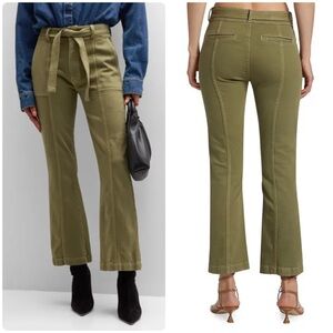 New! Derek Lam 10 Crosby Dean Utility Flare Olive Green Tie Waist Jeans 💚27 NWT!